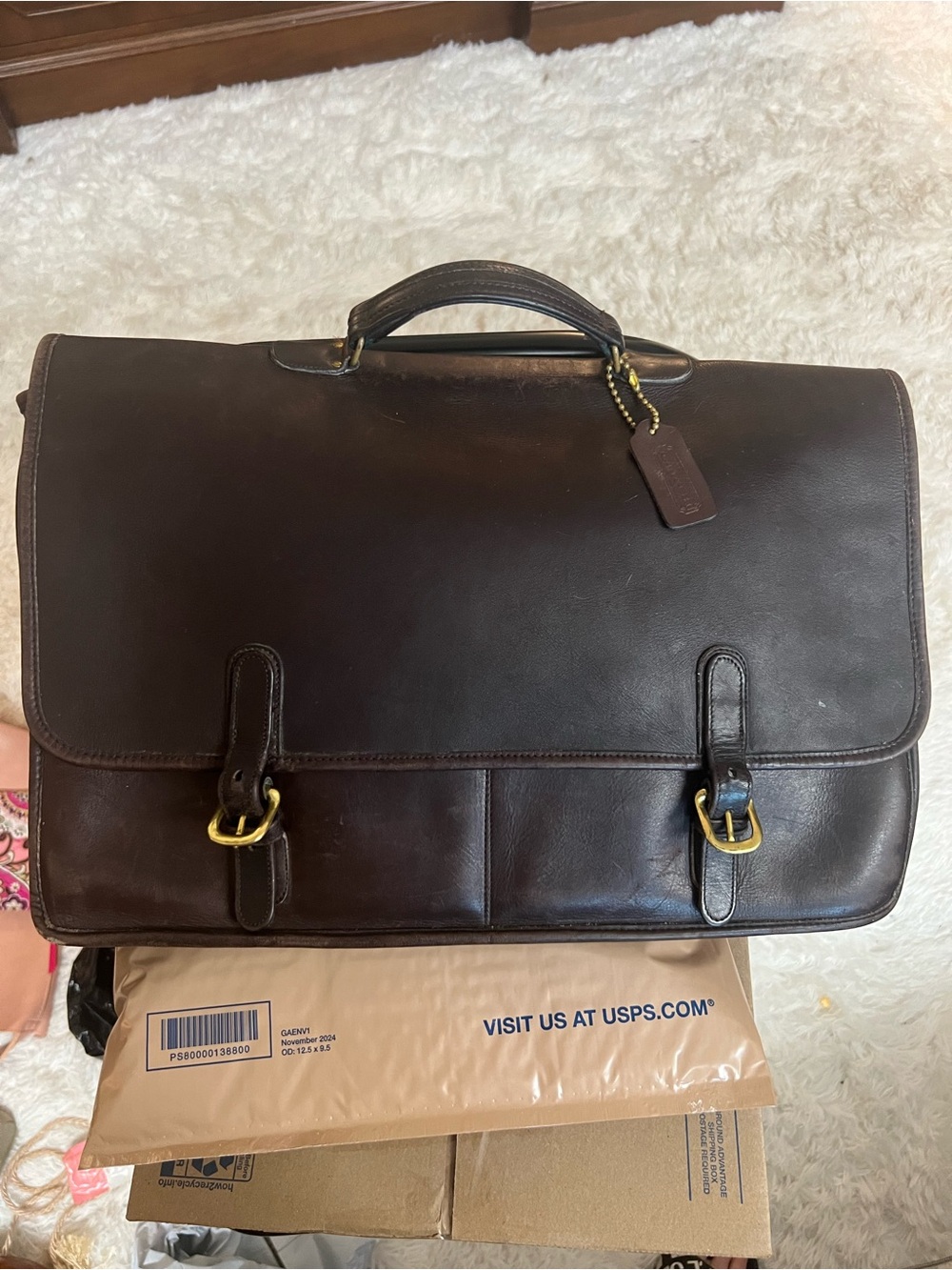 Coach 1989-1990 Wall Street Leather Briefcase with Brass Hardware - Picture 2 of 9